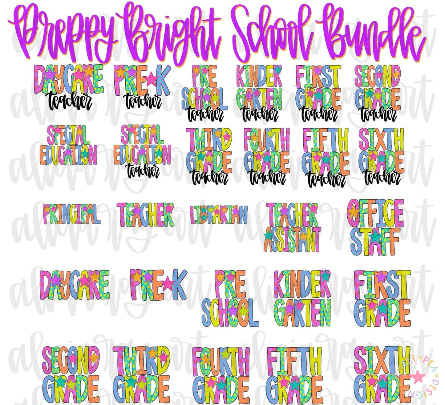 Preppy Bright School Shirts (Teacher Edition)