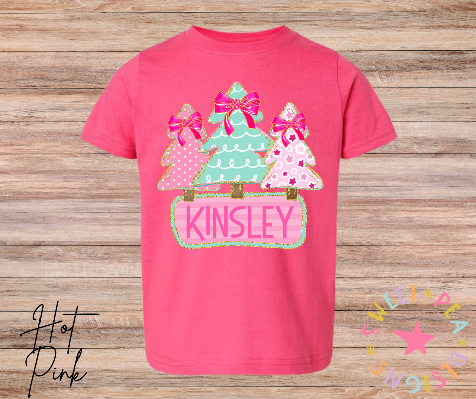 Personalized Pink Christmas Tree Tee (Infant)
