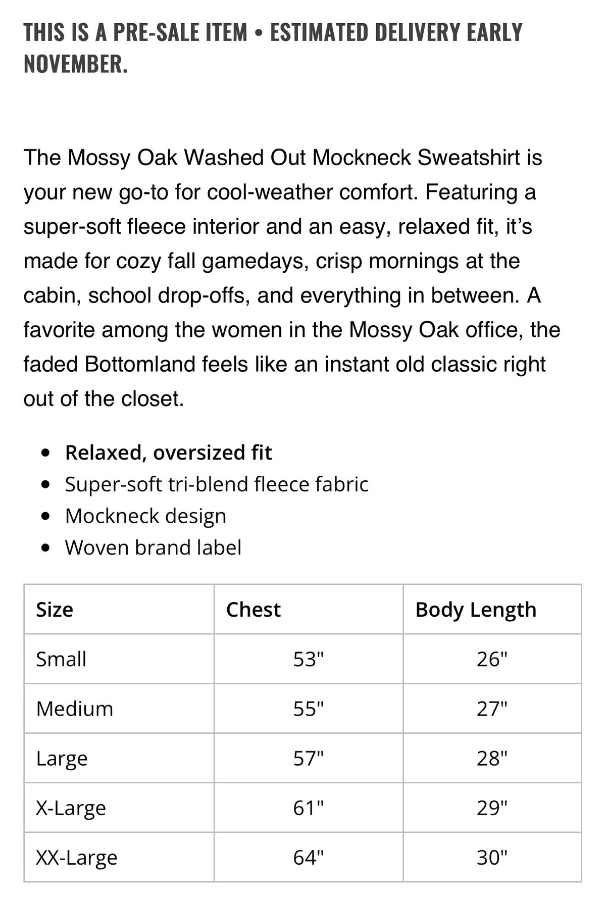 Mossy Oak Mock Neck Sweatshirt