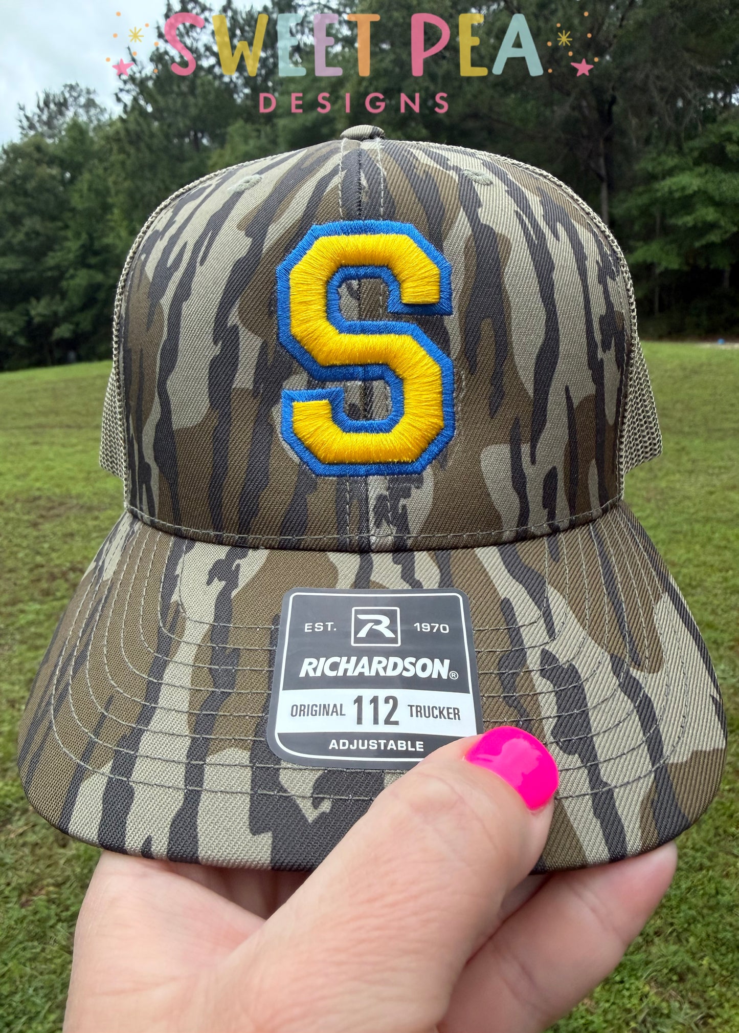 Camo Single Letter 3D Puff Embroidery Hat