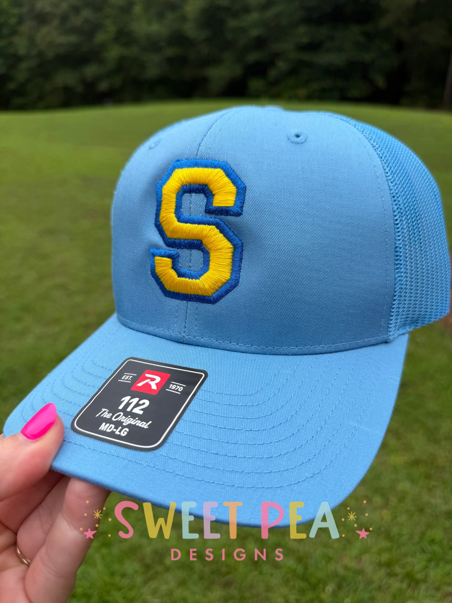 Single Letter 3D Puff Embroidery Hat (Columbia Blue)