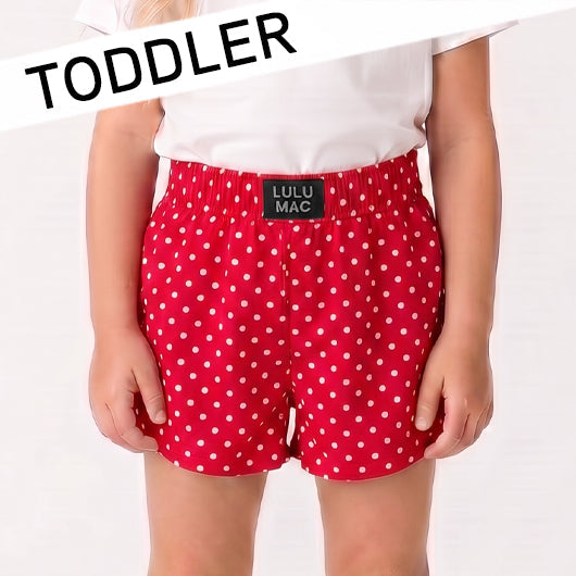 RED MINI POLKA DOT TODDLER SHORTS