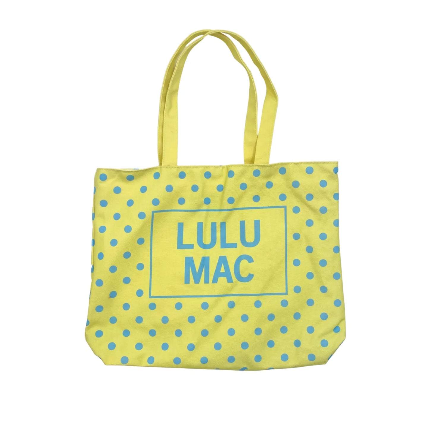 LULU MAC CANVAS TOTE BLUE DOT ON YELLOW