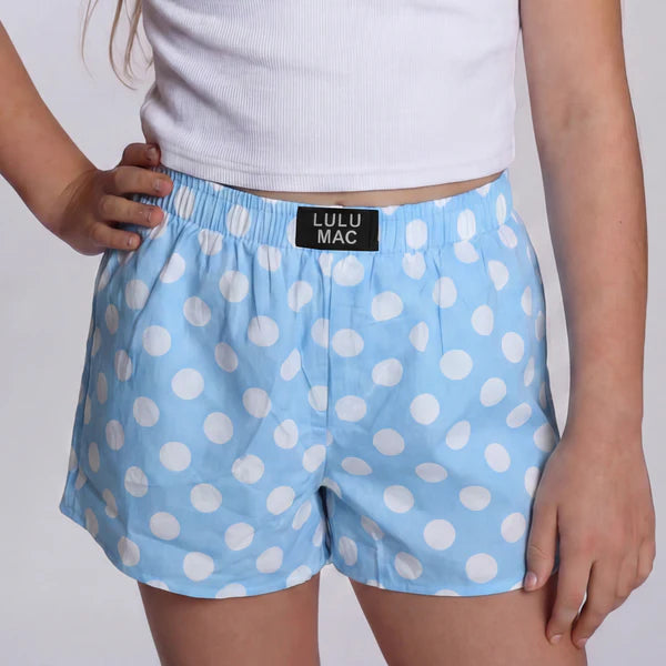 LIGHT BLUE POLKA DOT KIDS SHORTS