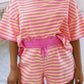 Plus Size Striped Boxy Tee Short Set