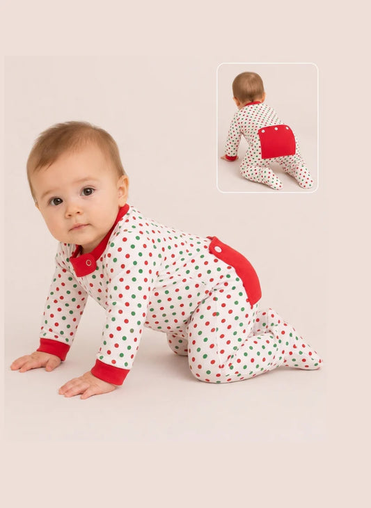 Christmas Button Flap Baby Footie – PRE-ORDER | Newborn–18M