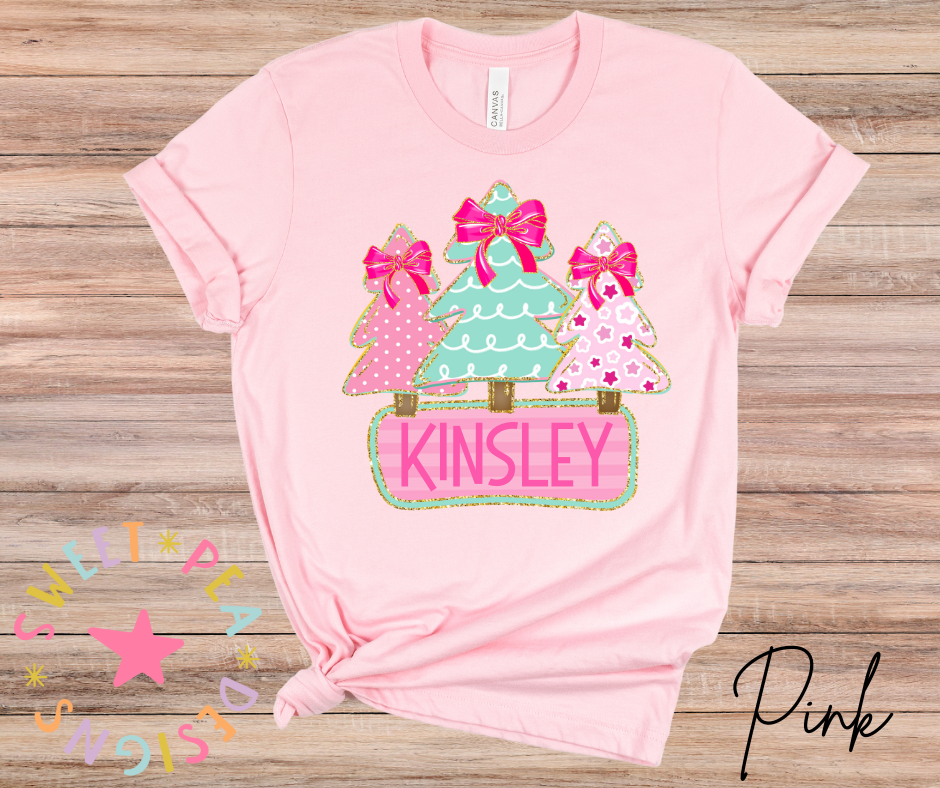 Personalized Pink Christmas Tree Tee (Infant)
