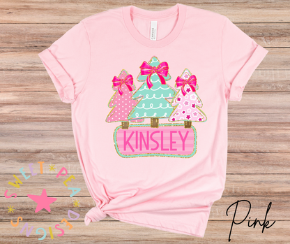 Personalized Pink Christmas Tree Tee (Infant)