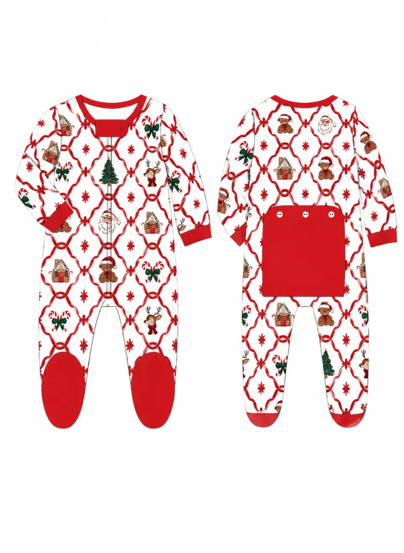 Christmas Button Flap Baby Footie – PRE-ORDER | Newborn–18M