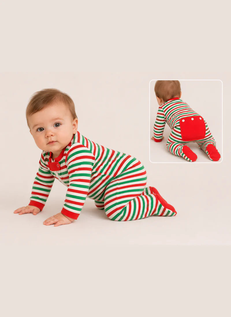 Christmas Button Flap Baby Footie – PRE-ORDER | Newborn–18M