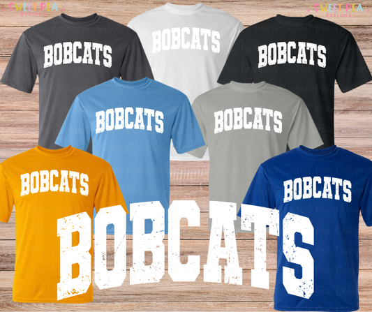 Bobcats Distressed Arched (White) *