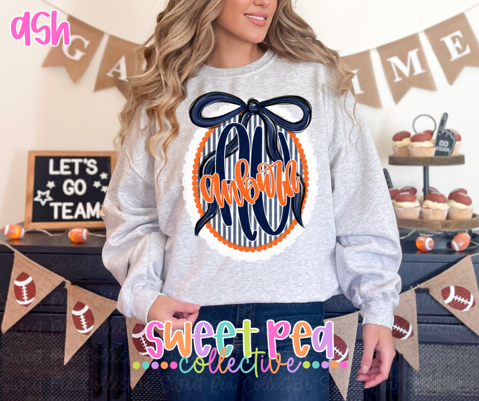 Collegiate Seersucker Ruffle Bow Design