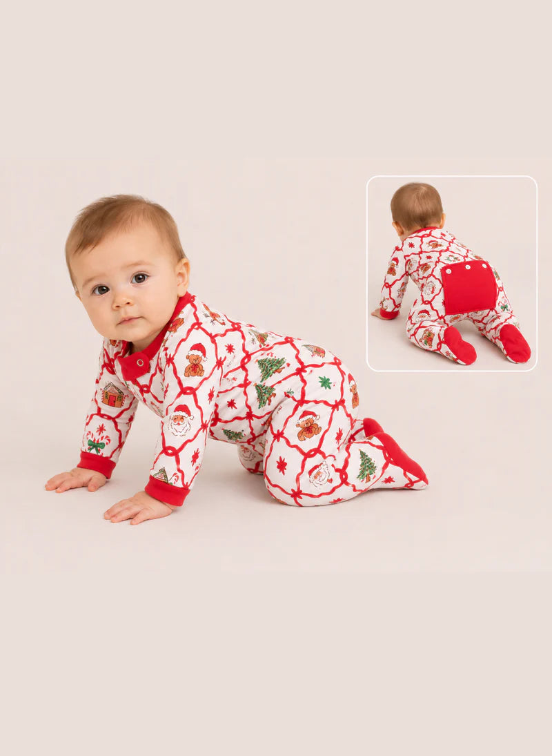 Christmas Button Flap Baby Footie – PRE-ORDER | Newborn–18M
