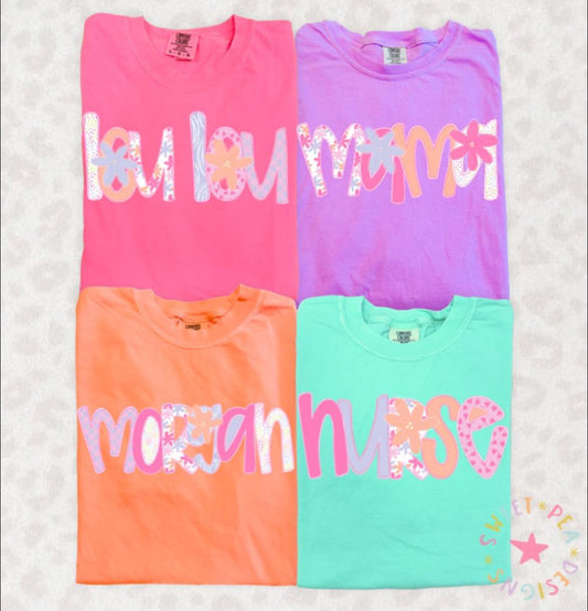 Personalized "Spring Flower" Alpha Tees