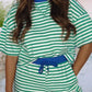 Plus Size Striped Boxy Tee Short Set