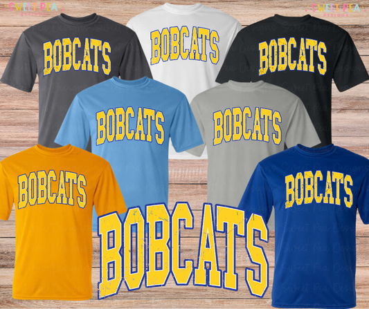 Bobcats Distressed Arched (Gold) *