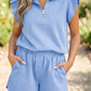 Half Zipped Ruffled Short Set