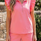 Half Zipped Ruffled Short Set