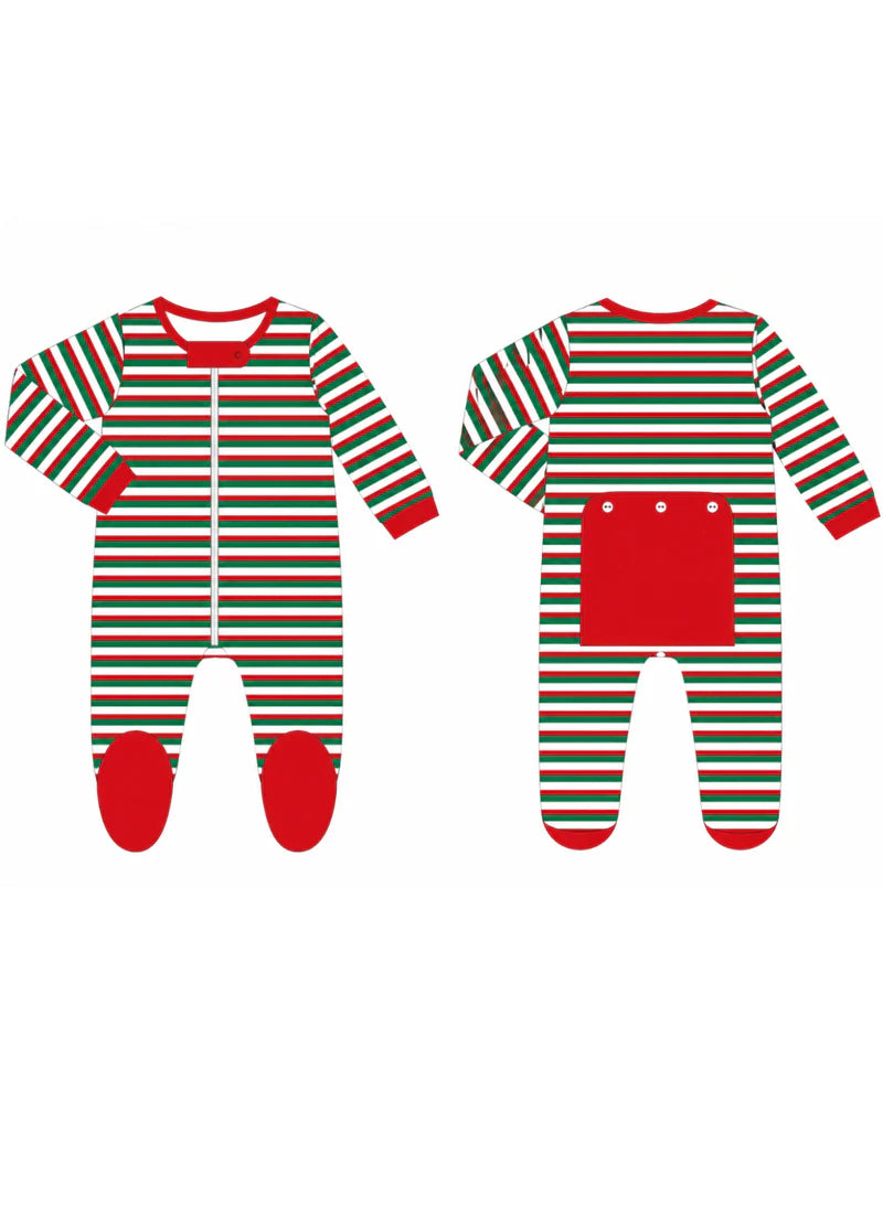 Christmas Button Flap Baby Footie – PRE-ORDER | Newborn–18M