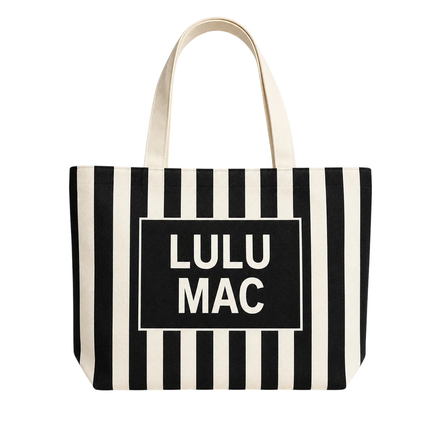 LULU MAC CANVAS TOTE BLACK/WHITE STRIPE