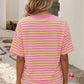Plus Size Striped Boxy Tee Short Set