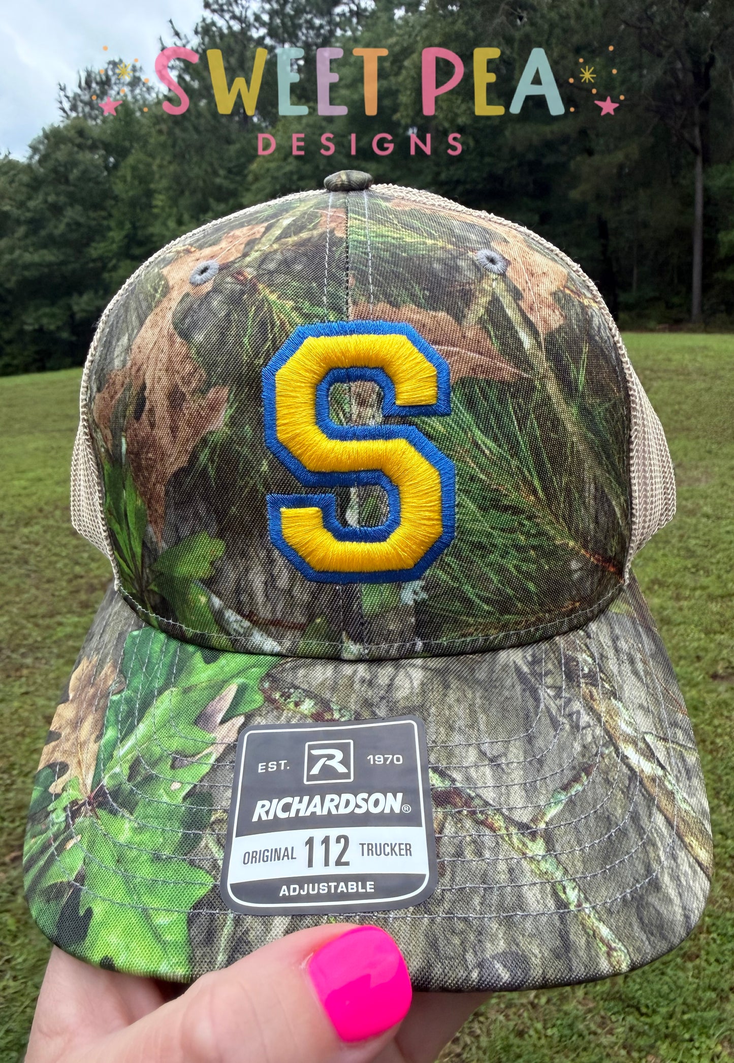 Camo Single Letter 3D Puff Embroidery Hat