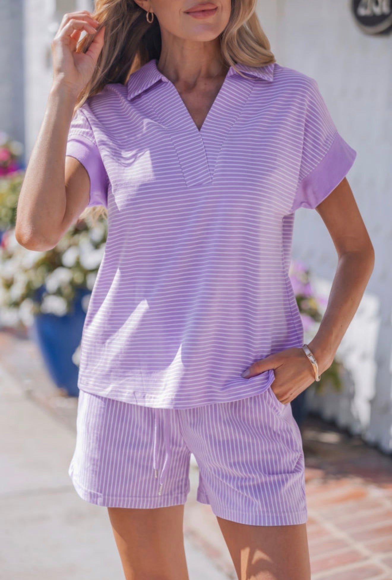 Dolman Sleeve Polo Short Set