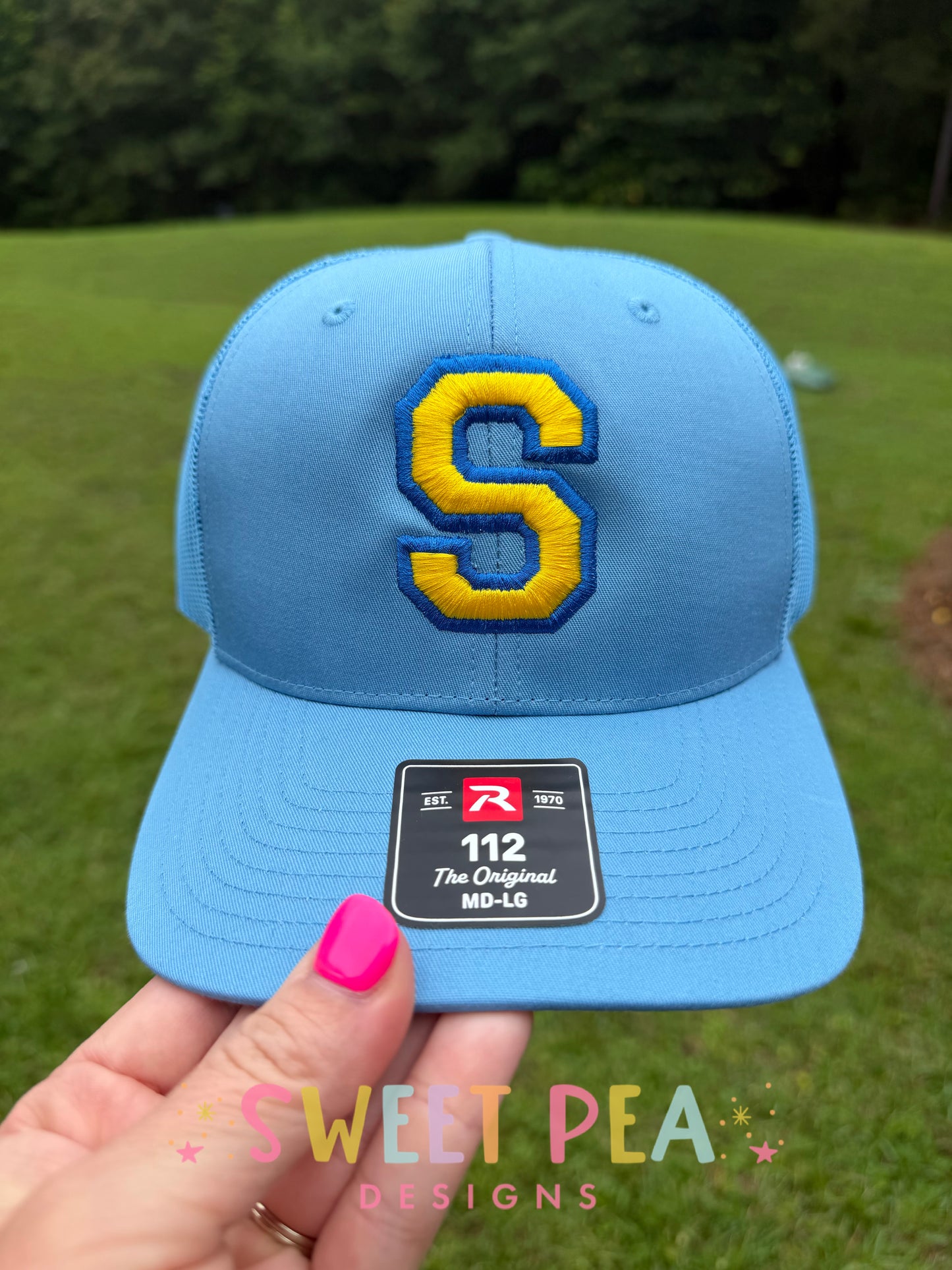 Single Letter 3D Puff Embroidery Hat (Columbia Blue)