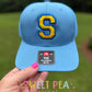 Single Letter 3D Puff Embroidery Hat (Columbia Blue)