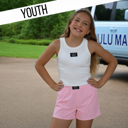 LIGHT PINK MINI POLKA DOT KIDS SHORTS