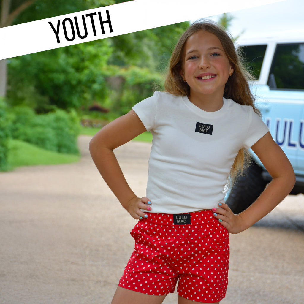RED MINI POLKA DOT KIDS SHORTS