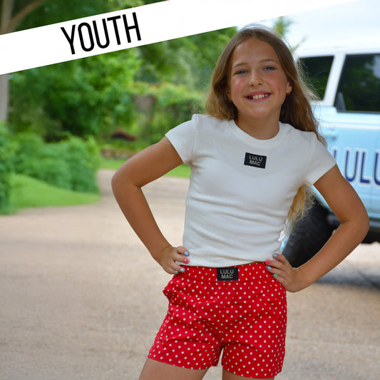 RED MINI POLKA DOT KIDS SHORTS