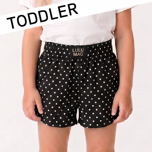 BLACK MINI POLKA DOT TODDLER SHORTS