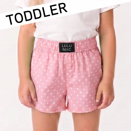 LIGHT PINK MINI POLKA DOT TODDLER SHORTS