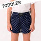 NAVY MINI POLKA DOT TODDLER SHORTS