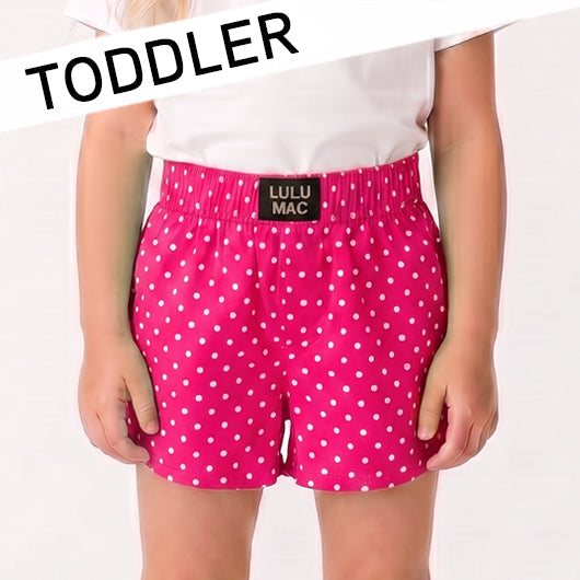 HOT PINK MINI POLKA DOT TODDLER SHORTS