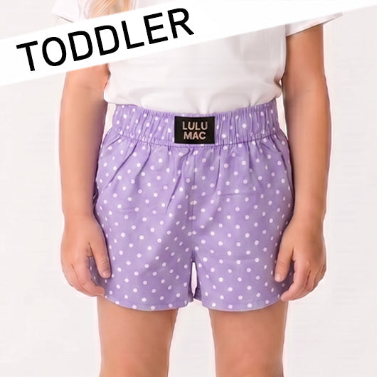 LAVENDER MINI POLKA DOT TODDLER SHORTS