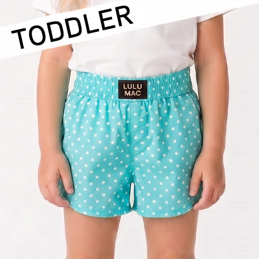 AQUA MINI POLKA DOT TODDLER SHORTS