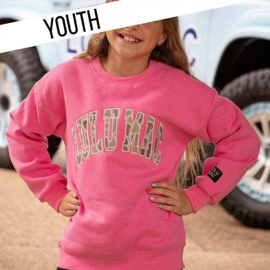 BUBBLE GUM CAMO KIDS SWEATSHIRT