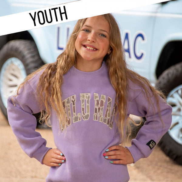 LAVENDER CAMO KIDS SWEATSHIRT