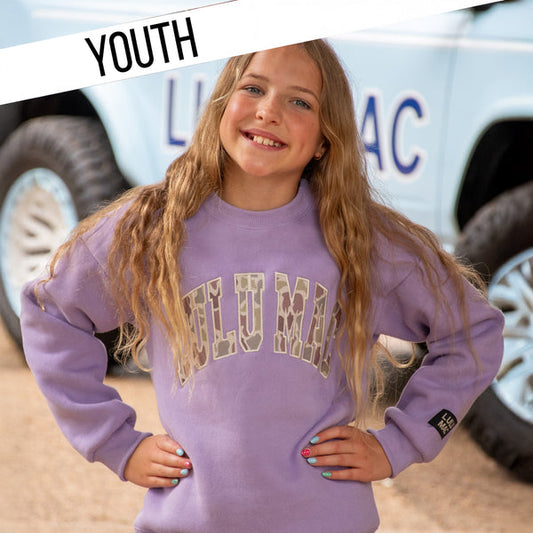 LAVENDER CAMO KIDS SWEATSHIRT