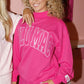 HOT PINK STITCH MOCKNECK TERRY CLOTH TOP