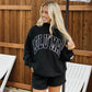 BLACK STITCH MOCKNECK TERRY CLOTH TOP