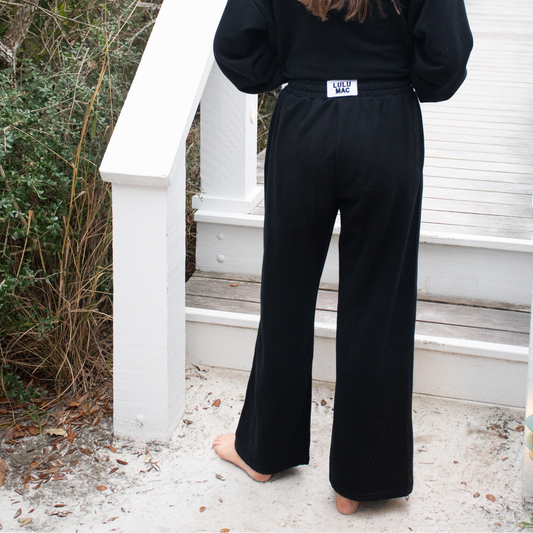BLACK TERRY CLOTH PANTS