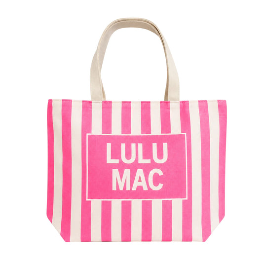 LULU MAC CANVAS TOTE PINK/WHITE STRIPE