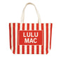 LULU MAC CANVAS TOTE RED/WHITE STRIPE
