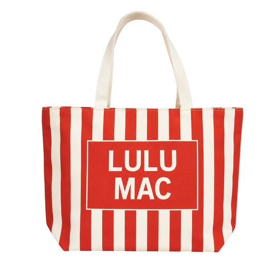 LULU MAC CANVAS TOTE RED/WHITE STRIPE
