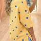 Yellow Polka Dot Print Crossed Seam Detail Oversize Tee