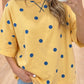 Yellow Polka Dot Print Crossed Seam Detail Oversize Tee