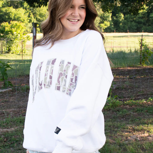 ADULT CAMO WHITE SWEATSHIRT